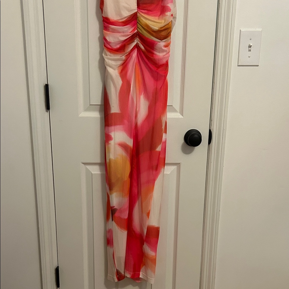 Amanda Uprichard Pink & Orange Swirl Sleeveless Maxi Dress - Picture 7 of 7